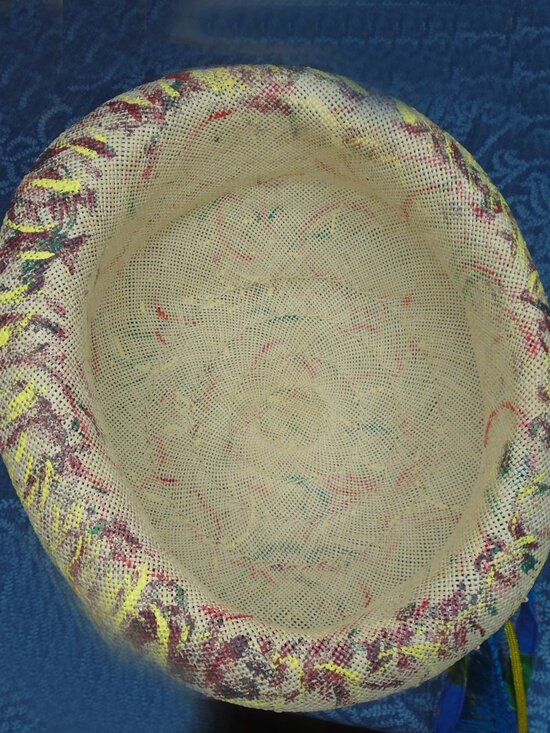 Summer Straw Cloche Hat OOAK Multicolor Painted Edgy Unique Wearable Art main image 7
